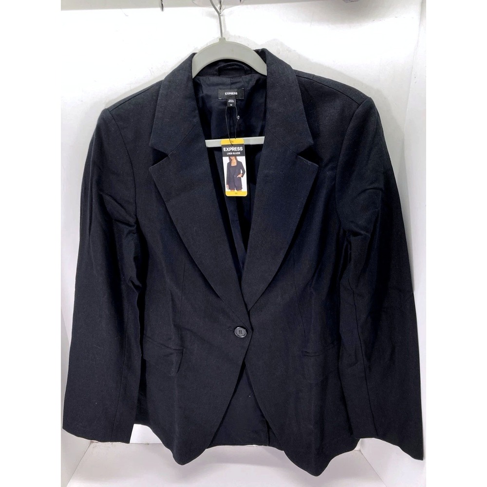 Express Black‎ Linen Blend One Button Career Jacket/ Orig $158 / Size M / #5435